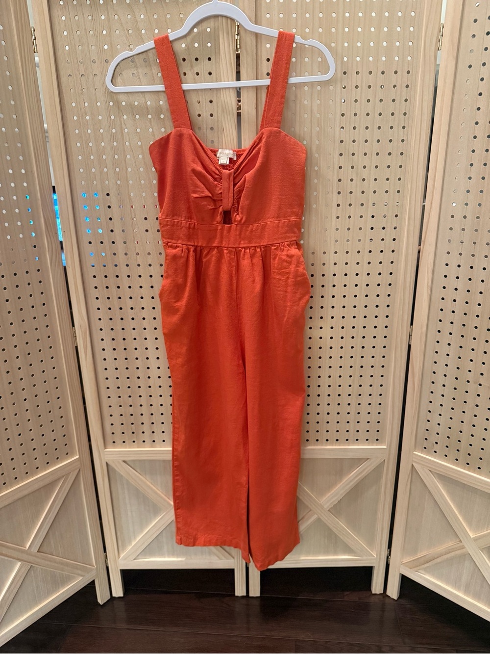 Sleeveless Orange Wide-Leg Jumpsuit